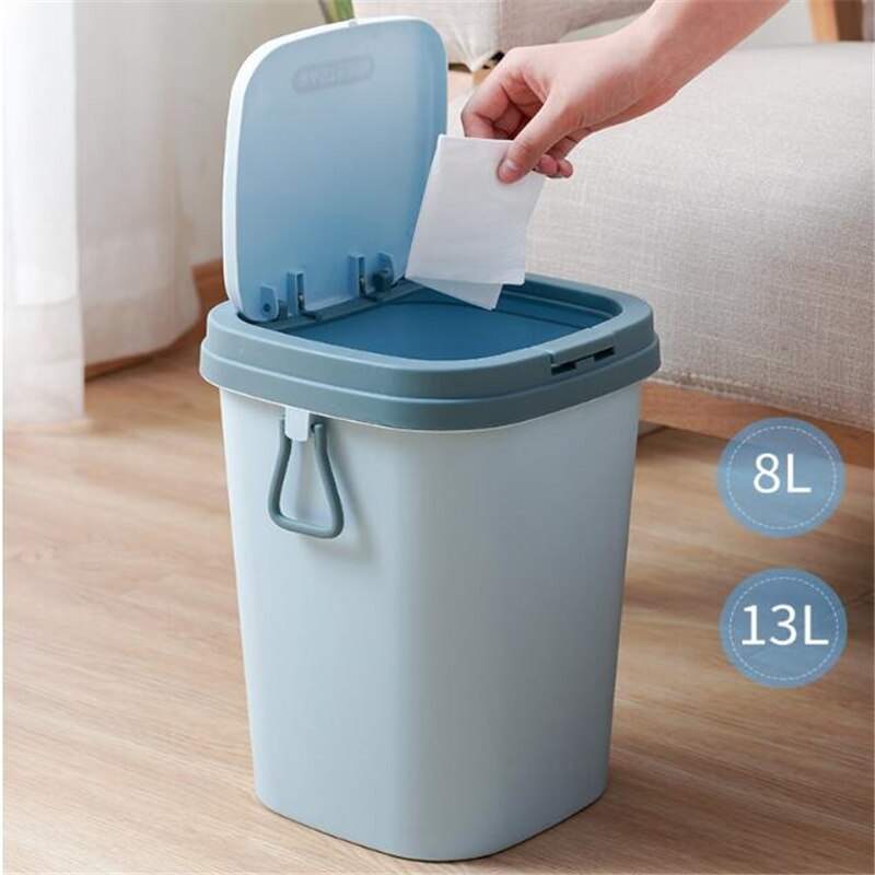 1Pc Nordic Druk Deksel Prullenbak Huishouden Woonkamer Badkamer Afval Bin Kantoor Vuilnis Houder