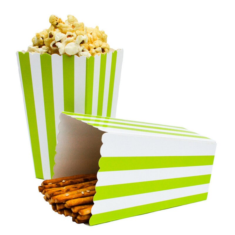 12 stk farverige stribe papir popcorn kasser bryllup dekoration pop majs favor poser jul fødselsdagsfest forsyninger