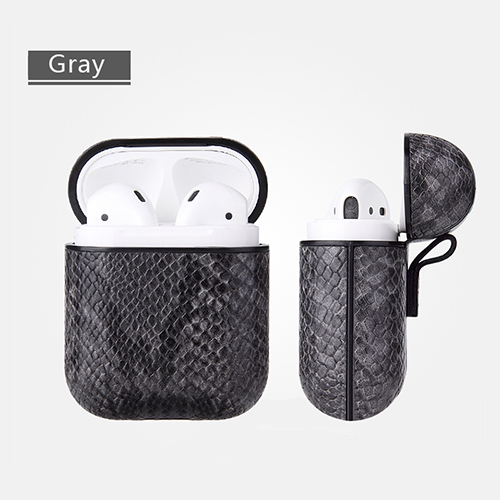 Capa de couro para airpods 2, capa para apple airpods 2 alça pc + estojos de cobertura com botões, película protetora de couro para airpods, dropshipping: grey sw