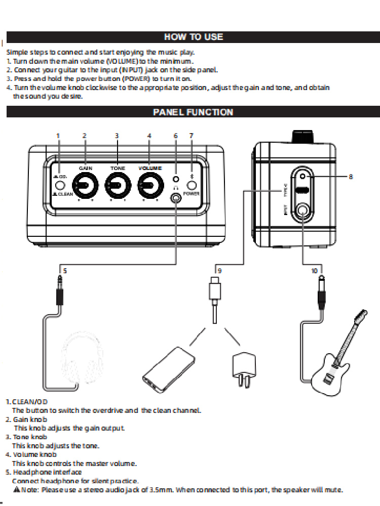 Aroma AG-04 Bluetooth Guitar Amp｜5W Portable Mini Amplifier｜Wireless Speaker for Electric/Acoustic Guitar FCC/CE Certified 🎸