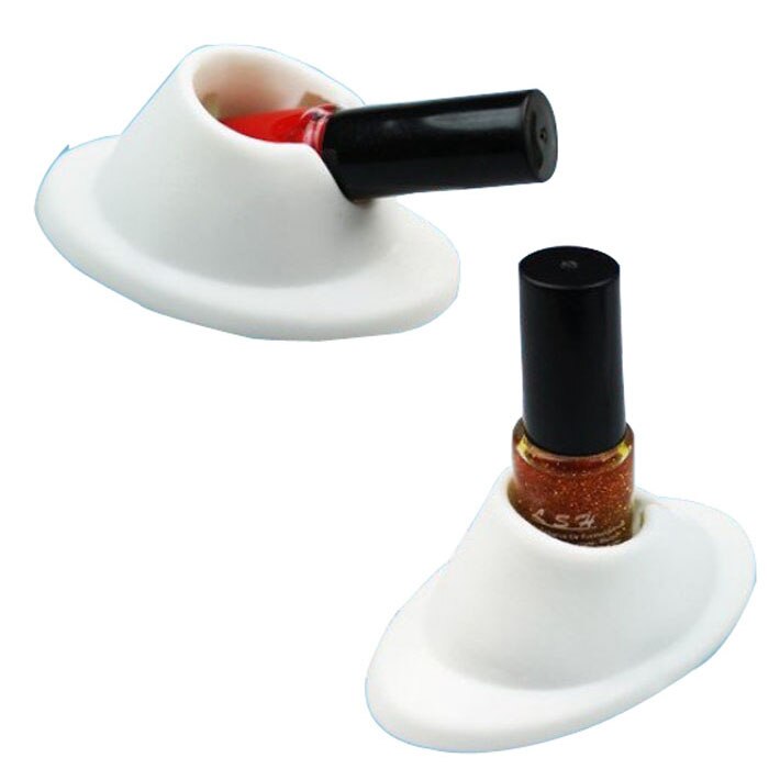 2 Stuks Wit Rubber Fles Houder Voor Nail Art Varnish Gel Polish Holder Display Nagels Stand Tool Nail Art Manicure tool L1019