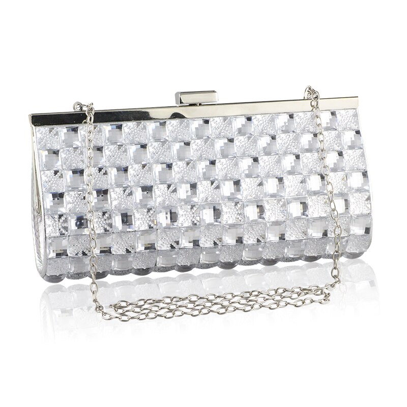 Vrouwen Gold Clutch Tassen Set Vijzel Diamant Vrouwen Avondtasje Vrouwen Schoudertassen Crossbody Keten Handtassen Voor Dress Party Bag: silver