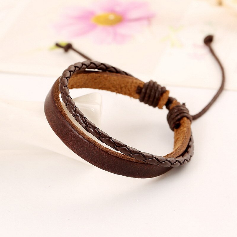 Gute Preis! Frauen Männer Armbänder Reine Hand Weben Leder Armband Einstellbar Armband Männer Schmuck: B017112