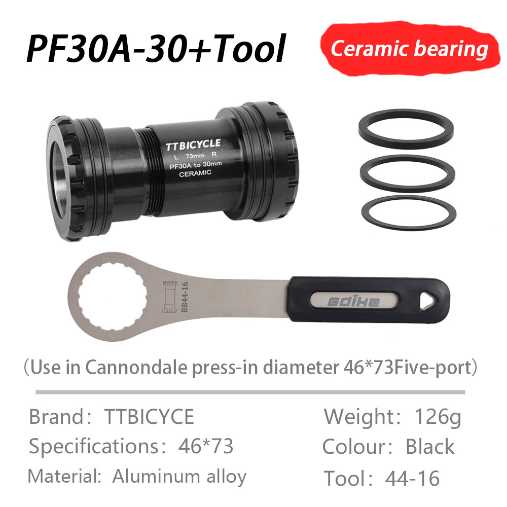 Center axle tool BB30A-24/PF30A 24/30/28.99mm for PF30A frame shell width 73mm for mountain bike Cannondale crank group hollowte: Light Grey