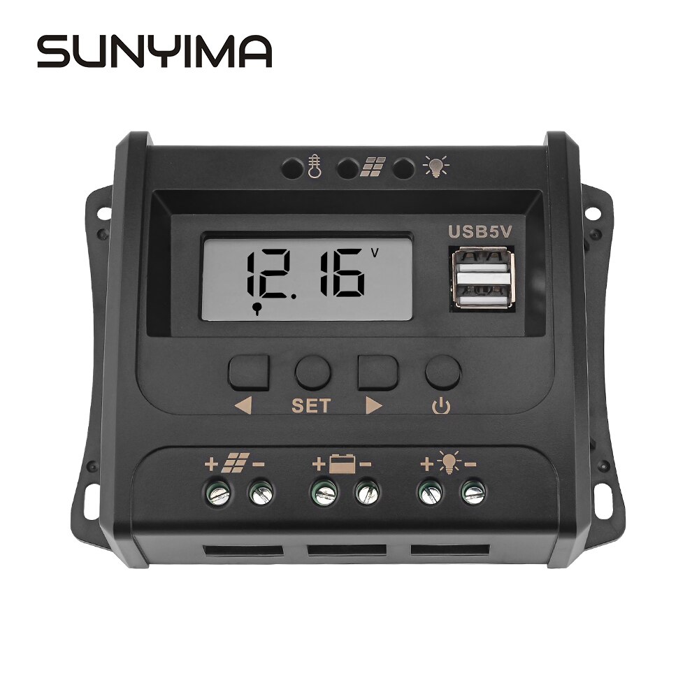 SUNYIMA Solar Controller 12V/24V 10A/20A Lithium Battery Lead-acid Universal Solar Panel Controller