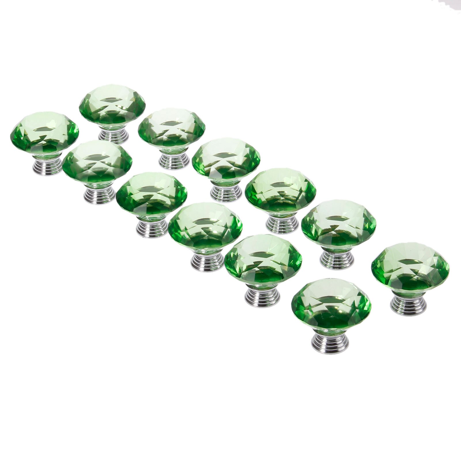 12 stk grønne krystallglassknotter 40mm diamantformede knotter for møbelskuff garderobeskap kjøkken trekkhåndtak