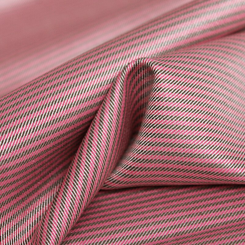 White Waxberry Japanese Pink Stripe Silk Worsted Wool Fabric Women Suits Pants Sewing DIY cloth Tailor Textile: 0.5m