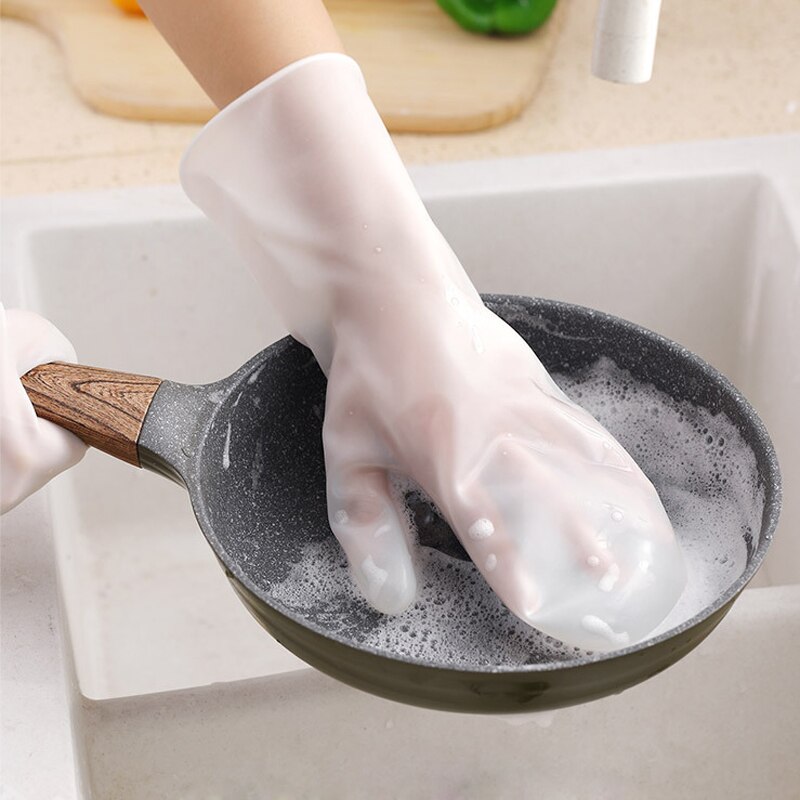 Silicone Dishwashing Gloves Magic Household Waterproof Female Kitchen Durable Cleaning Dishes Washing Clothes Gloves Scrubber