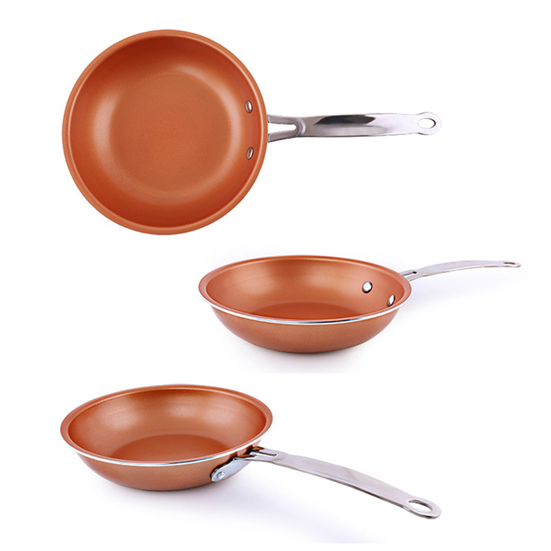 RedCopper FryPan 18/20/22/24 Cm Non-stick Aluminum Frying Pan Back Bottom Induction Cooker Aluminum Pan Stainless Steel Handle