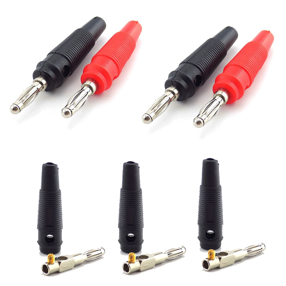 10pcs 4pcs 4mm Banana Plugs Connector Solderless video Musical Speaker Stackable Cable Wire Pin Banana Plug Connectors Red Black