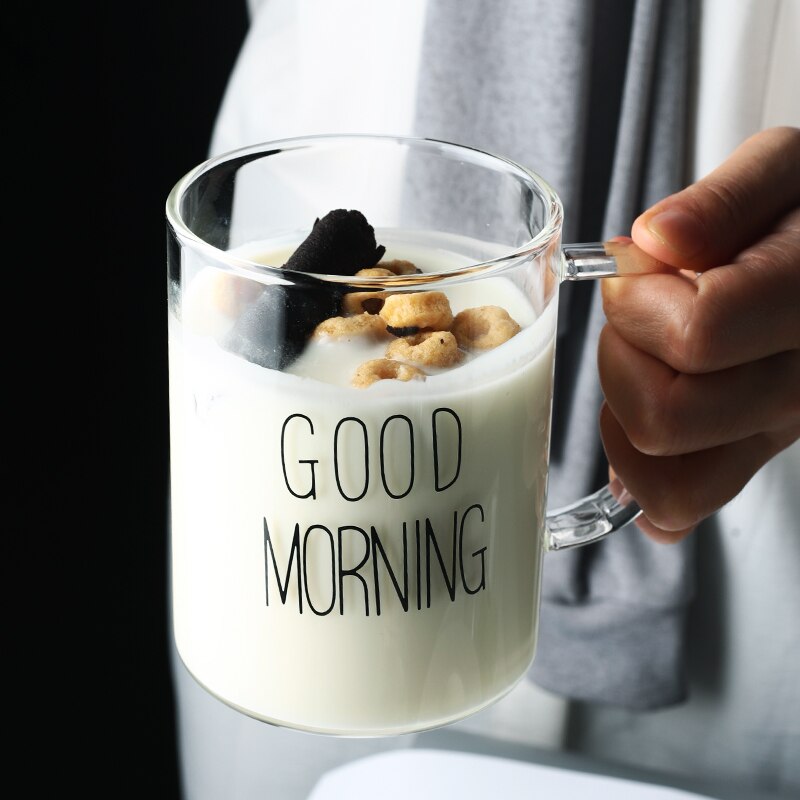 450ML Large Heat-resistant Borosilicate glass Mug Cup Beer Coffee Tea Milk Breakfast Mug Transparent Drink