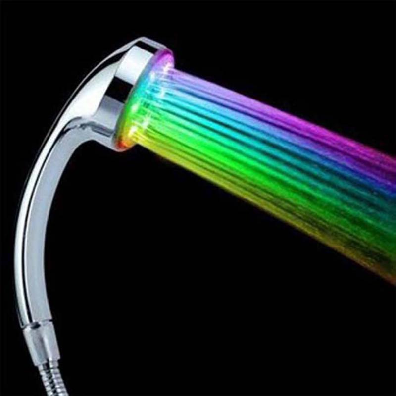 Led Rainfall Shower Head 7 Color Changing Shower Head No Battery Automatic Waterfall Shower Single Round Bathroom Showerhead
