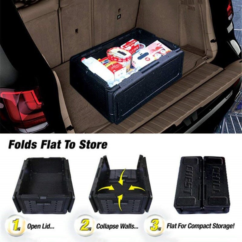 60 Cans Chill Chest Cooler Collapsible Portable Outdoor Thermos Wine Whisky Ice Bucket Insulated Waterproof Cool Storage Box