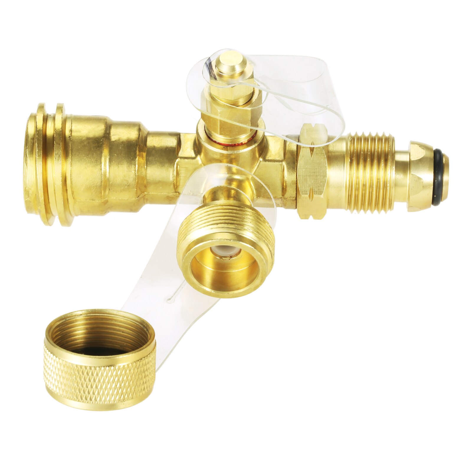 dophee 1pc Propane Cylinder Brass Tee with 4 Port Adapter for Motorhomes Tank RV Camping