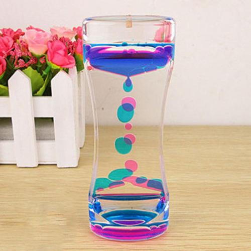 Dubbele Kleuren Olie Zandloper Liquid Drijvende Motion Bellen Timer Home Decor Desk Ornamenten Speelgoed: Paars