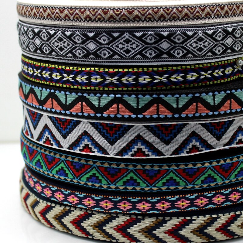 10yards/lot 10yards Ethnic Tape Jacquard Webbing Retro Customs Computer Embroidered Clothing Accessories polyester straps