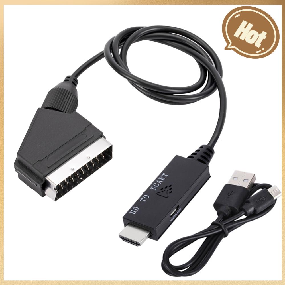 HDMI-Compatible to Scart Converter HDMI-Compatible Input to Scart Output Audio Video Cable Adapter Low Power Consumption