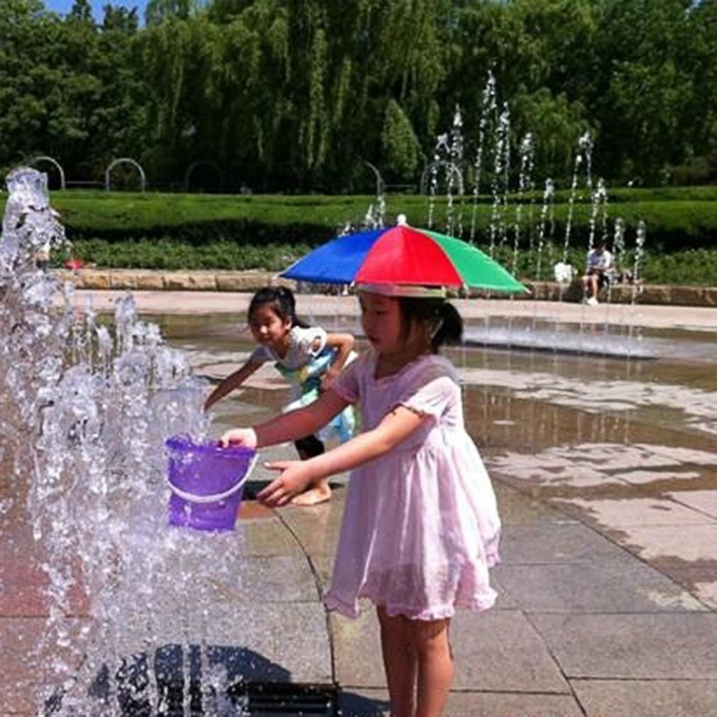 Draagbare viskampeerparaplu hoed veelkleurige pet zon regen paraplu merk