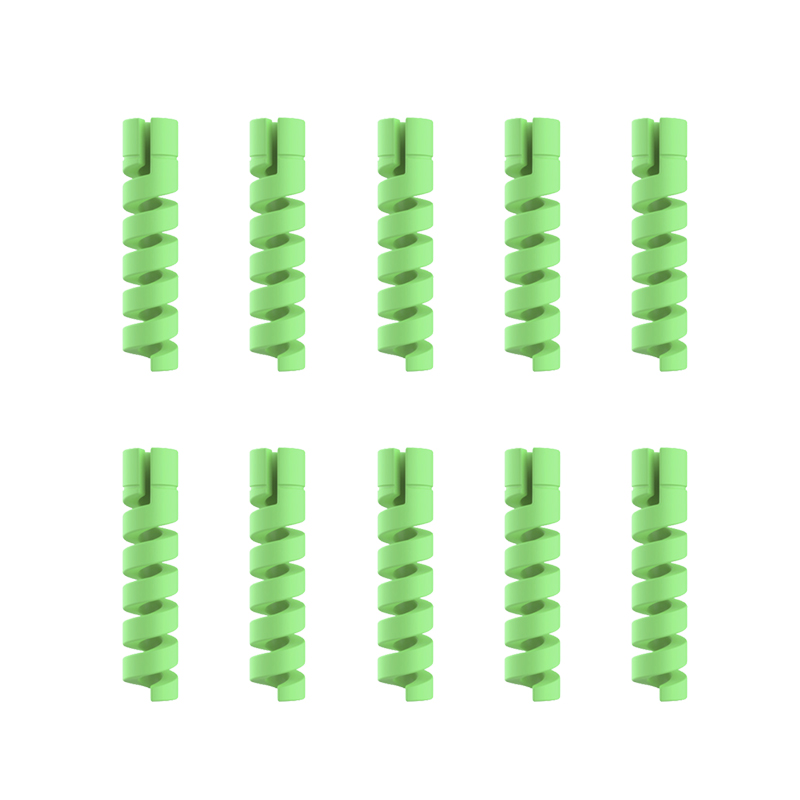 10pcs Cable Protector Silicone Charge Cable Spiral Winder Wire End Cord Savers Cover For Phone USB Charger Cable Accessories: green