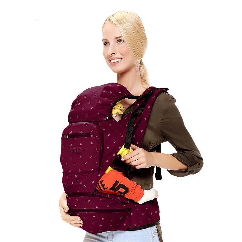 Beth Bear-porte-bébé en coton | 360, siège Hipseat à capuche, kangourou, Portabebes, écharpe ergonomique, pour enfants en bas âge: DARK RED