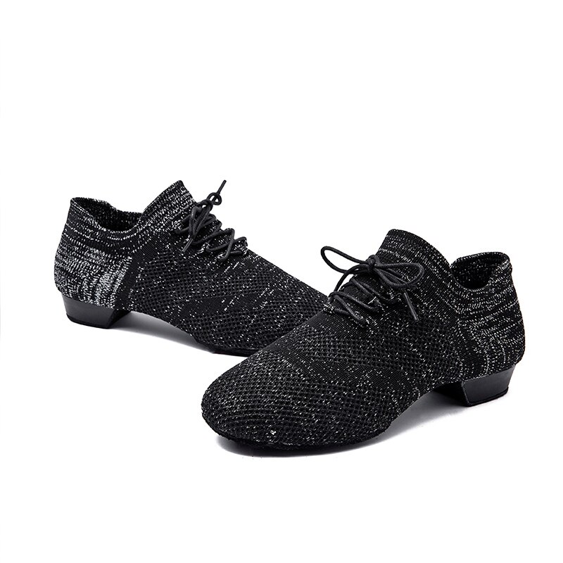 Strumpor dansskor för kvinnor stickning andas superlätta danssneakers latinska dansskor jazzskor enfärgade ljusrosa svarta