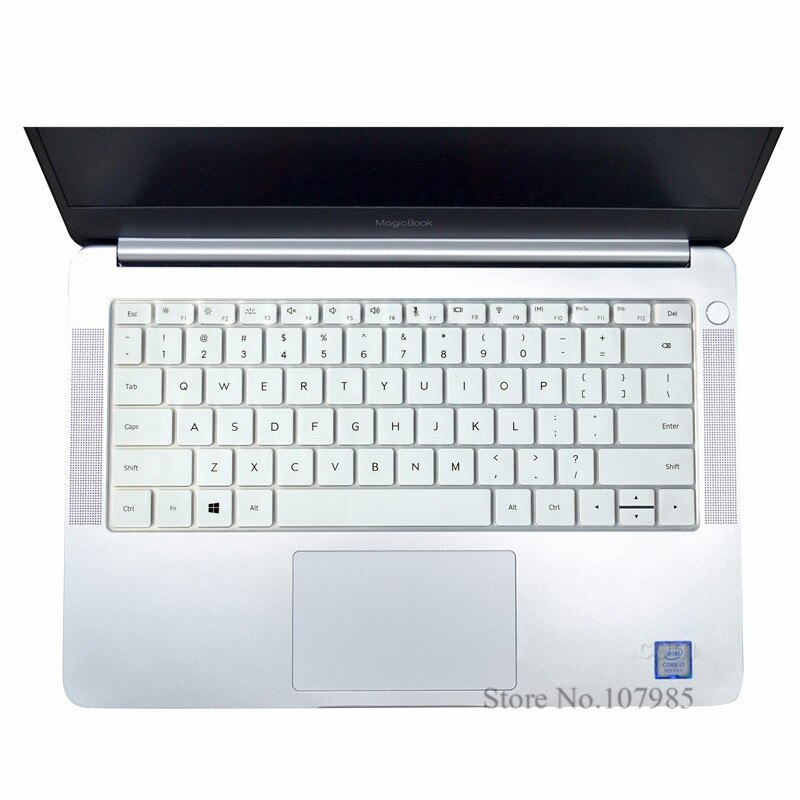 Vaskbart silikone laptop tastatur cover beskytter skin til huawei matebook  d 14 tommer (amd) notebook  d14 w50f w00d 14.0 & #39 ;& #39 ;: Hvid