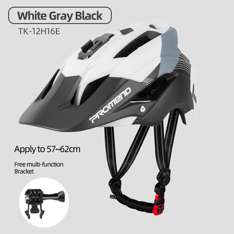 PROMEND – casque de vélo de descente, lumières LED, gopro, support de caméra, pour cyclisme sur route, Sport de plein air, équitation, pour hommes: White G