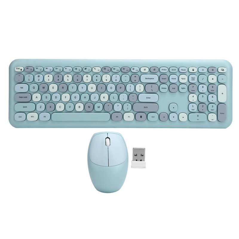 Computer Keyboard Mouse Wireless Keyboard Mouse Set 2.4G Wireless 110 Keys Keyboard Mouse Computer Accessory: C