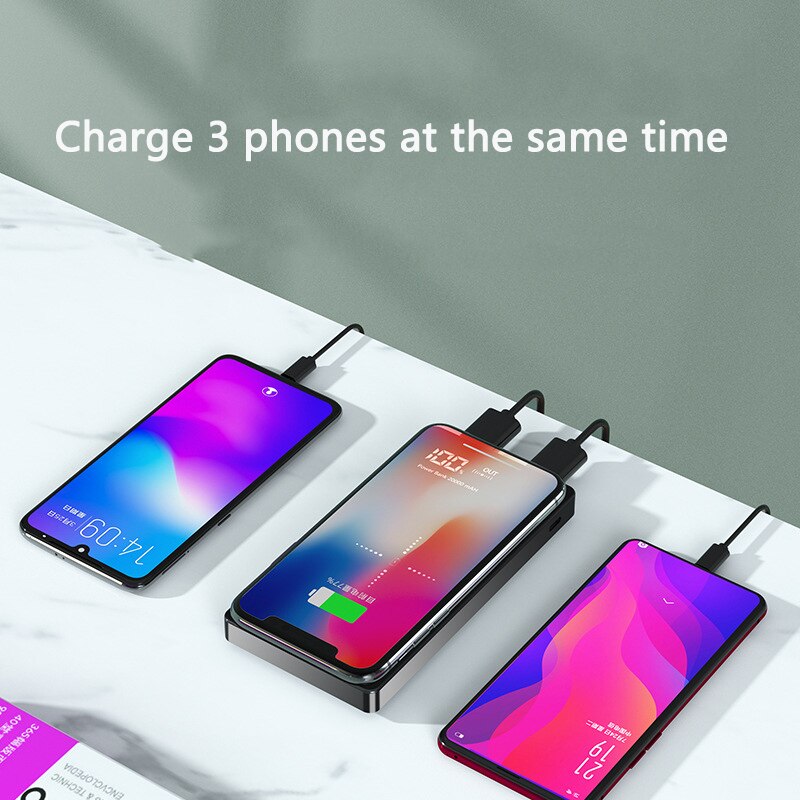 Portable Qi Wireless Charger 20000mAh Power Bank USB Type C External Battery Powerbank for iPhone 11 Samsung S8 Mobile Poverbank