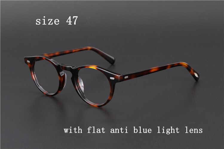 Transparent Glasses Small Round Blue Light Glasses Vintage Acetate Eyeglass Frames Women Prescription Glasses Men Gregory Peck: Tortoise blue lens