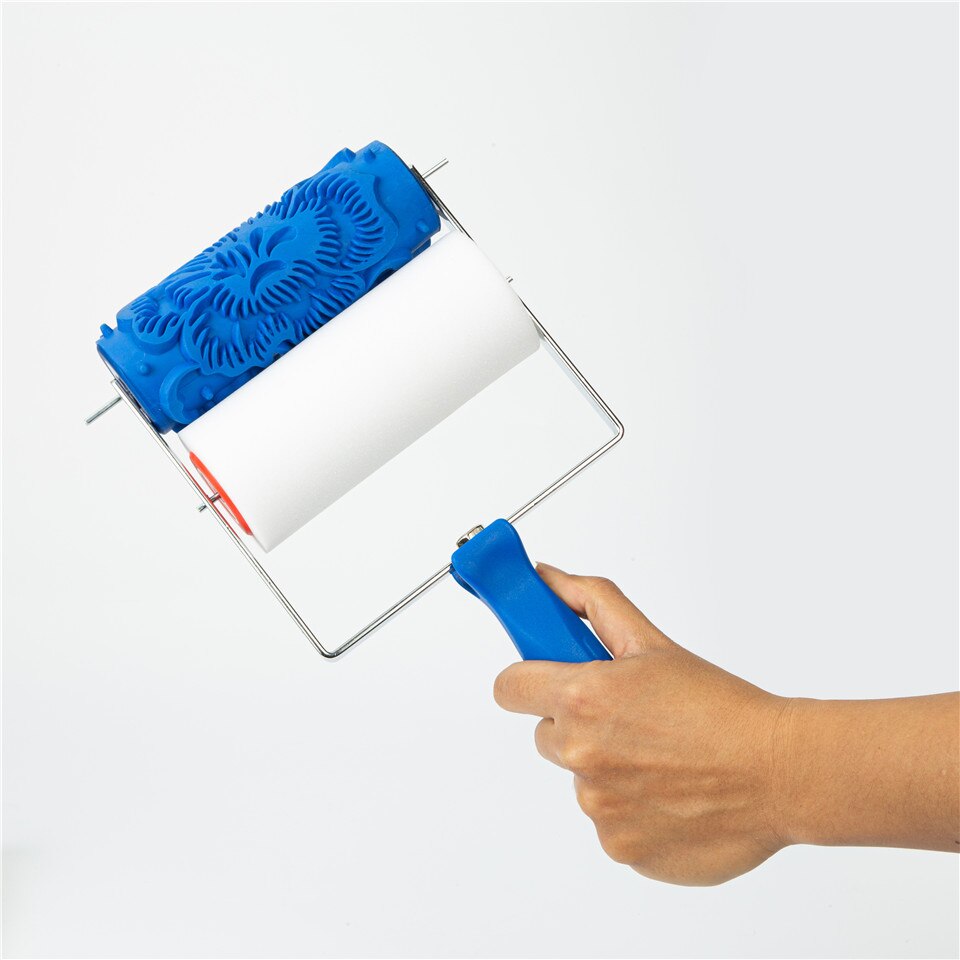 Rulli di vernice a motivi murali decorazione strumenti di pittura impostato di strumenti per pennelli a rullo in gomma da 5 "macchina per la pittura della stanza della carta da parati del modello 3D