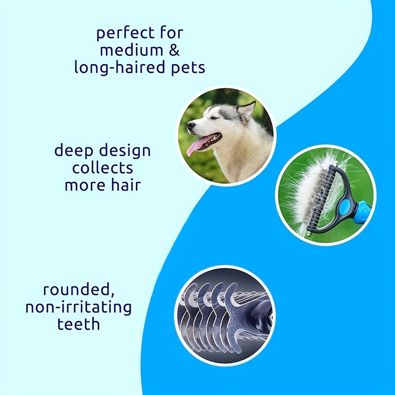 Double Sided Pet Grooming Tool for Shedding and Dematting - Stainless Steel Dog Comb with Effective Results