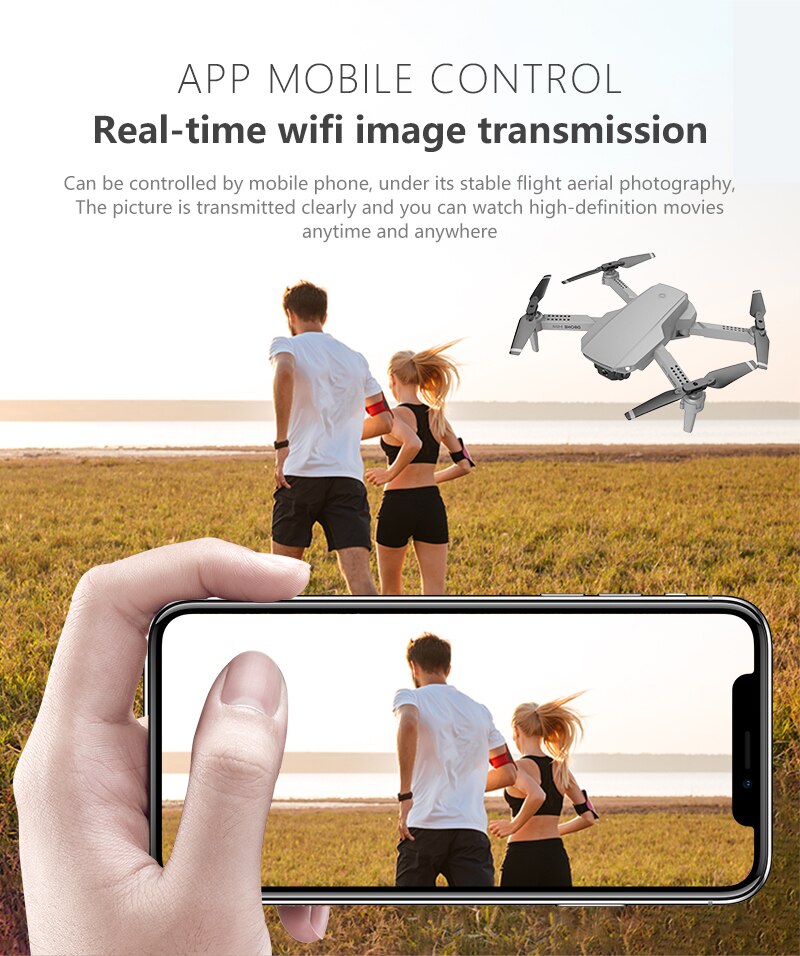 E88 RC Drone With 4K HD Wide Angle Camera Wifi 1080p Fpv Video Live Quadcopter Outdoor Hand Throwing Plane Remote Control Toys