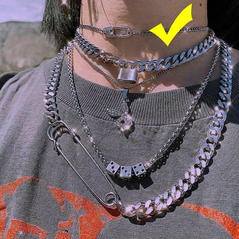 Ins vintage sjov terning vedhæng halskæde harajuku nøglering choker pin halskæde til kvinder piger smykker: Lille pin halskæde