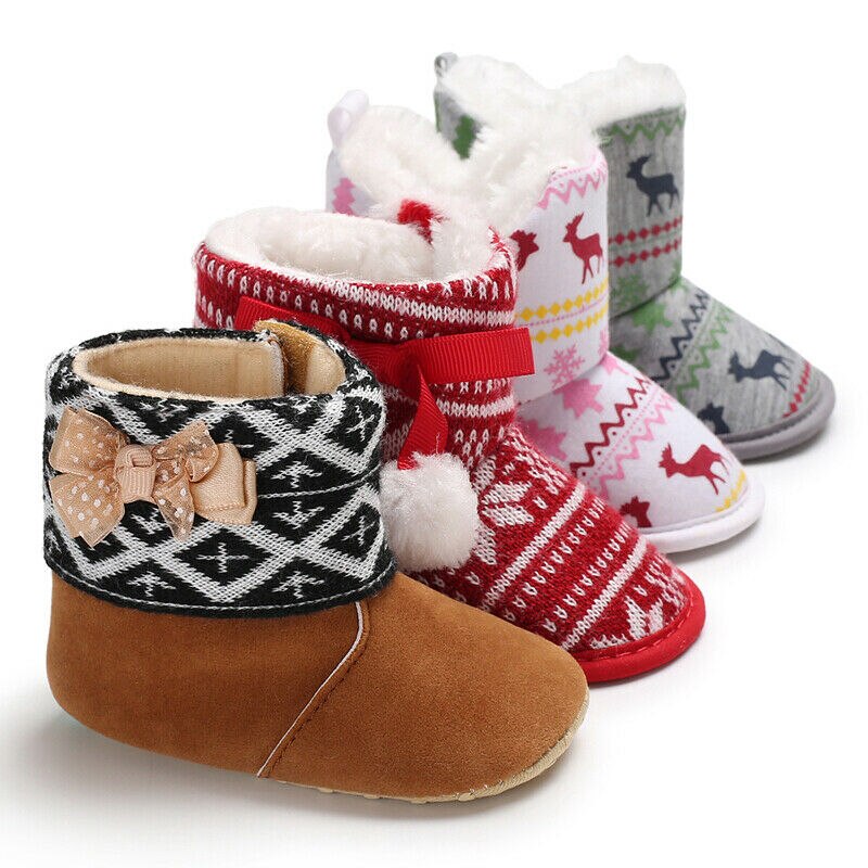 Pasgeboren Baby Meisje Booties Zachte Zool Snowboots Winter Warm Crib Schoenen 0-18M