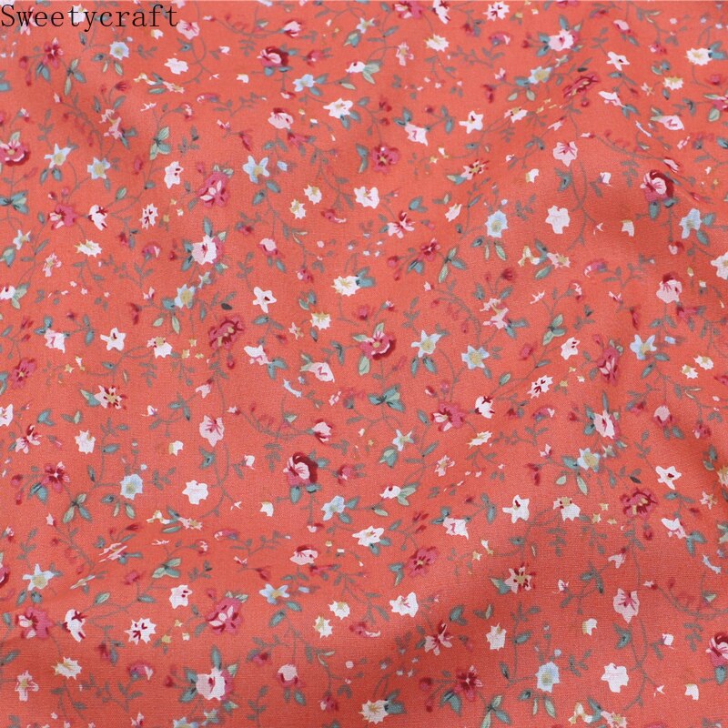 Tejido con estampado Floral de popelina, tejido de algodón de 14x50cm con de popelina para costura de retazos de ropa, vestido, blusa, accesorios hechos a mano
