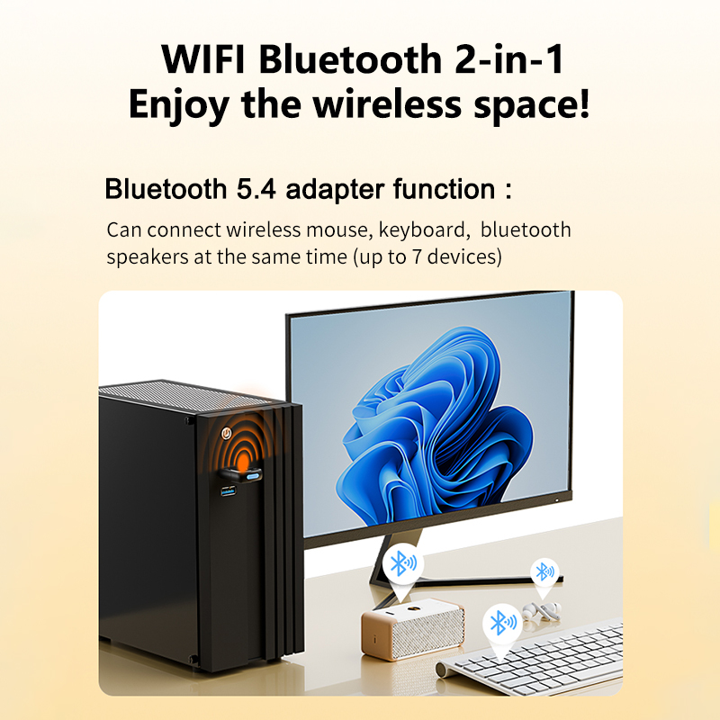 WIFI6 AX900 USB Bluetooth 5.4 Wireless Adapter Dual Band 2.4G&5GHz 900Mbps Network Card Receiver Dongle Driver-free For Win10/11