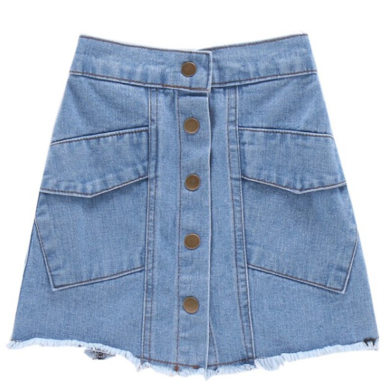 Casual Jean Skirts Summer Girls Children Denim Pencil Skirts For Girls Skinny Skirts Buttons Mini Skirts Girls Clothing