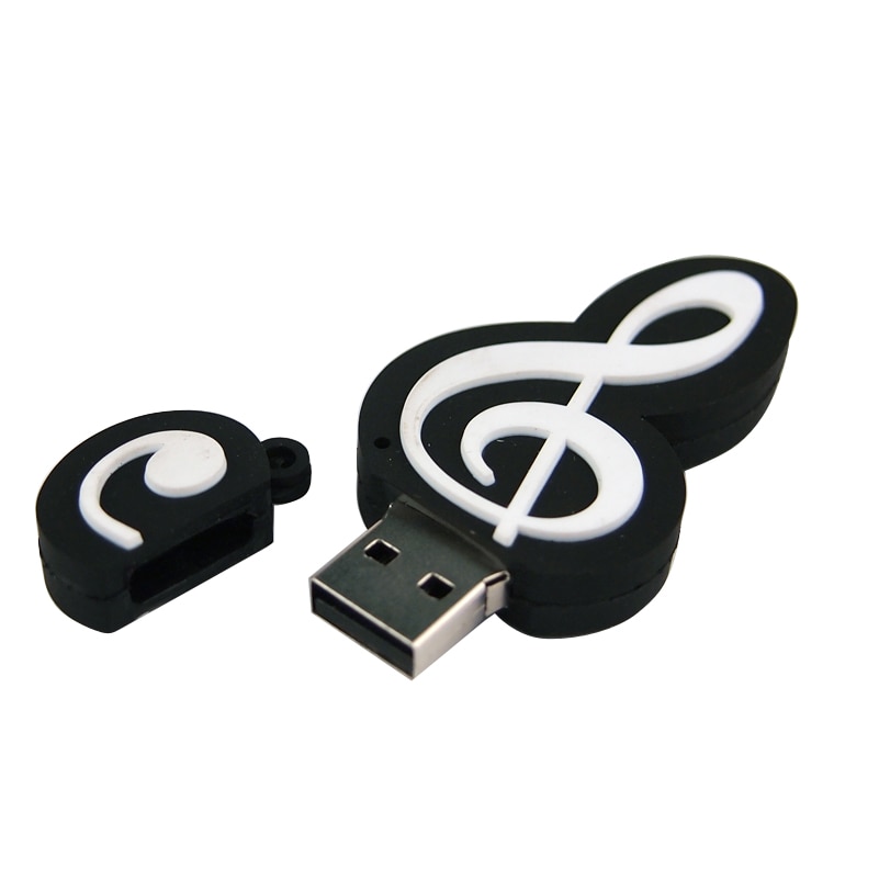 Cartoon muzieknoot usb-stick siliconen flash drsk 64gb pendrive 32gb 128mb cle usb-stick 2.0 voor kinderen