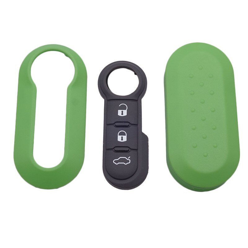 Cocolockey-Funda de mando a distancia para coche, almohadilla de reemplazo para Fiat 500, Panda Punto Bravo, almohadilla con botón de goma, 3 botones: green