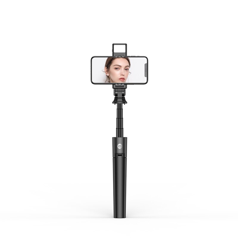 Treppiede senza fili Bluetooth Selfie Stick con otturatore luce di riempimento iPhone Huawei Samsung Android treppiede Mobile Selfie Stick otturatore: Black With 1 light