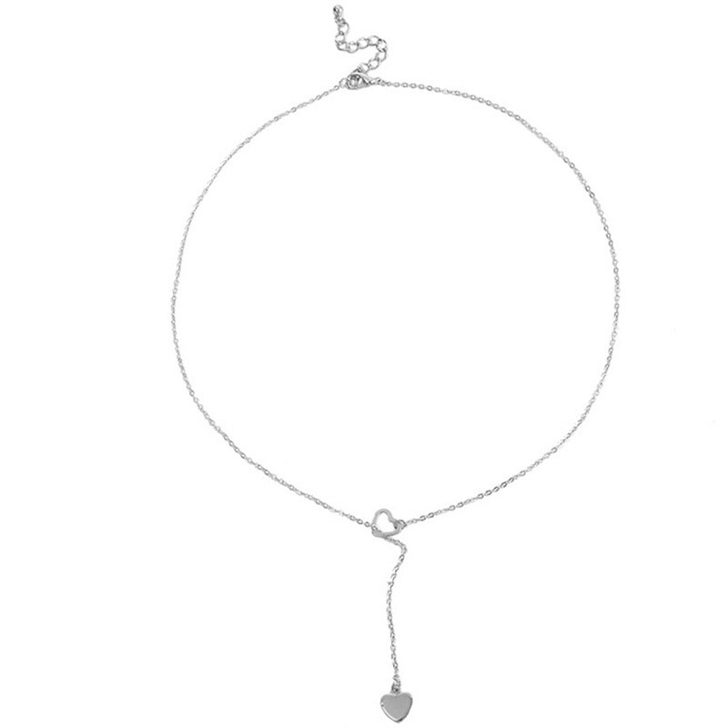 Mode Trendy Sieraden Koper Heart Chain Link Ketting Cadeau Voor Vrouwen Meisje Sieraden: silver