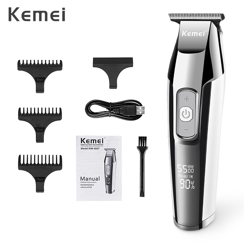 Wiederaufladbare Haar Clipper Professionelle Trimmer LCD Display 0mm Glatze Bart Trimmer Männer der Elektrische Haar Schneiden Maschine 3: Default Title