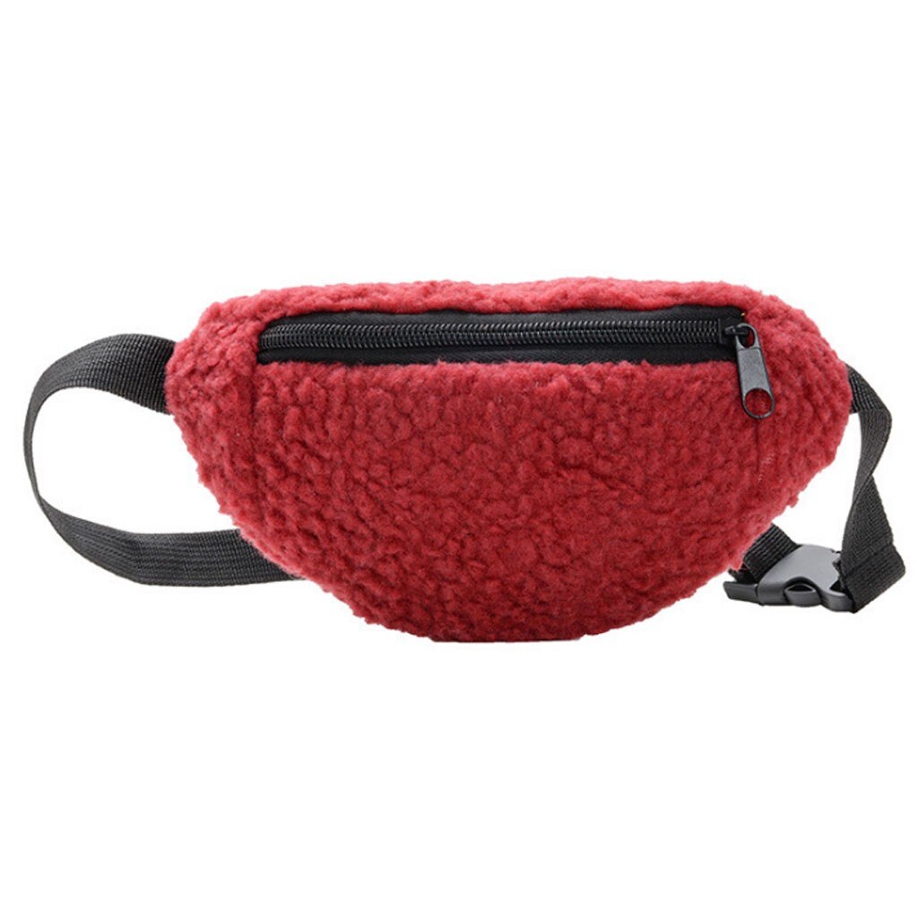 Kinderen Effen Kleur Leuke Patroon Wol Borst Zak Pocket Trend Vrouwen kleine Taille Pak Taille Zakken voor meisjes bolsa: Rood