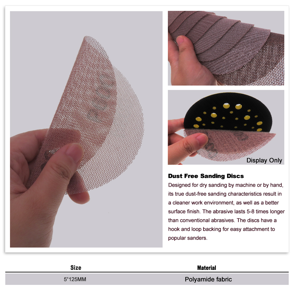 5 Inch Mesh Sanding Discs 10 Pcs 125mm Hook & Loop Abrasive Multifunctional Sandpaper for Polishing Materials Wood Stone