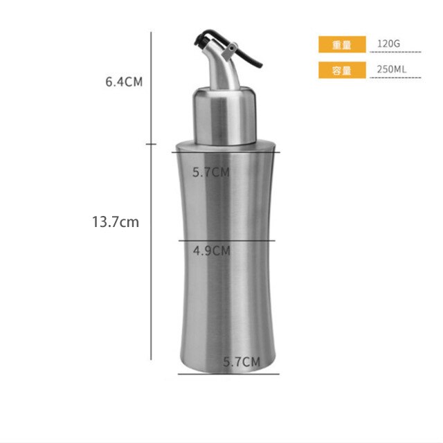 Praktische Rvs Olie Fles Lekvrij Azijn Sojasaus Fles Stofdicht Olieman Keuken Kruiden Sap Container: 250mlB