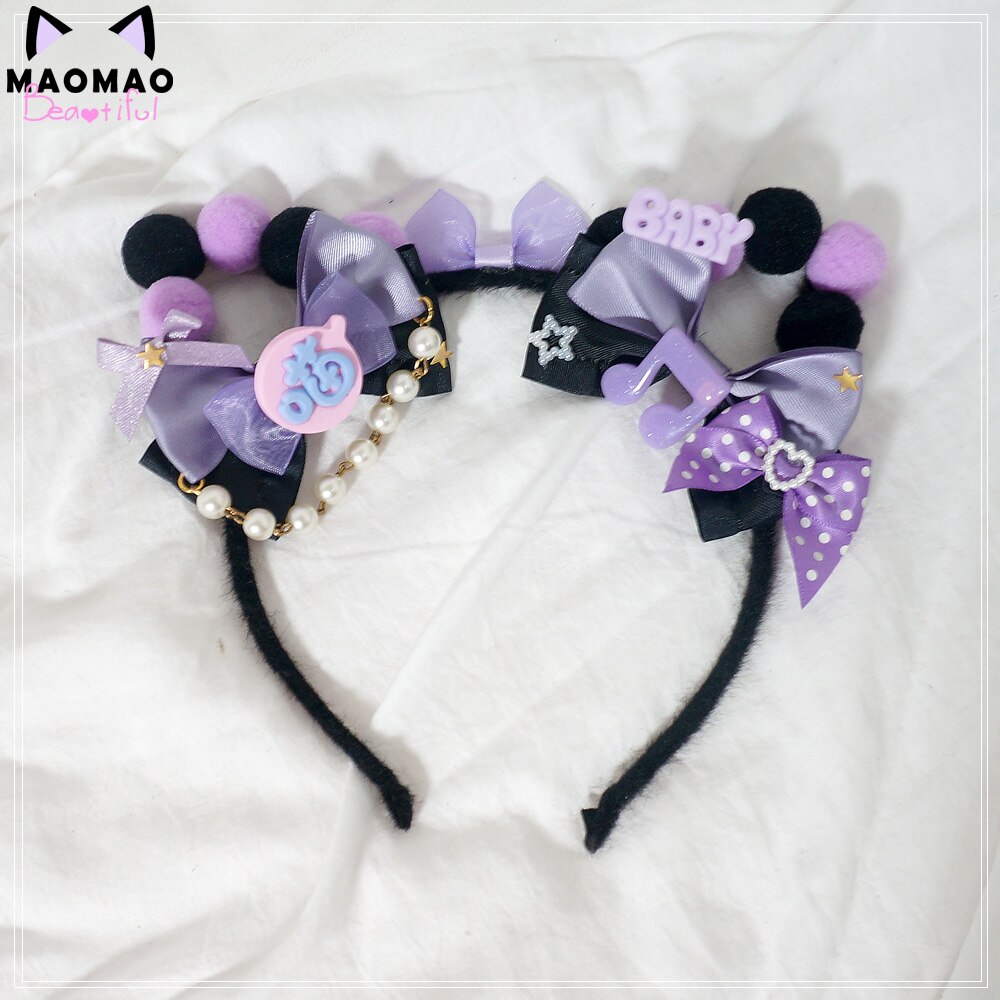 Accessoires cheveux Lolita pour maman, doux, fait à la main, rose et bleu violet, jaune, barres mignonnes: CAT Ears Hair Bands