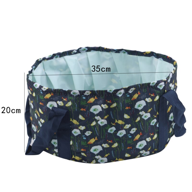 Outdoor Travel Portable Foldable Bubble Basin Camping Washbasin Sink Sink Vegetable Basket Spring Foot Bath Barrel: Navy blue-L