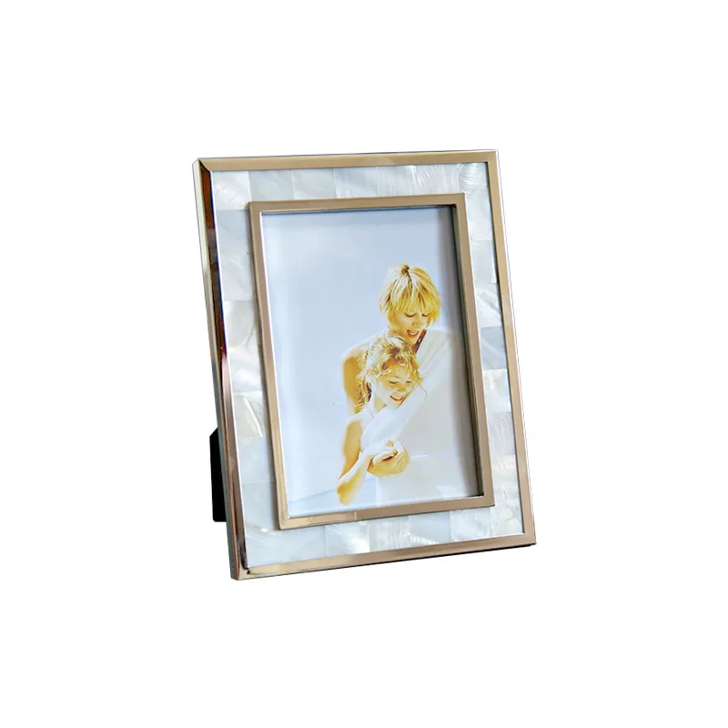 European Shell Decorative Picture Frames Room Aesthetics Bedside Table Family Portrait Photo Frame Alloy Photo Frames Home Decor: Light Grey