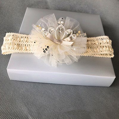 Bebê meninas flor hairband malha coroa headdress macio bandana ano novo presente festa tiara headwear acessórios de cabelo: 2